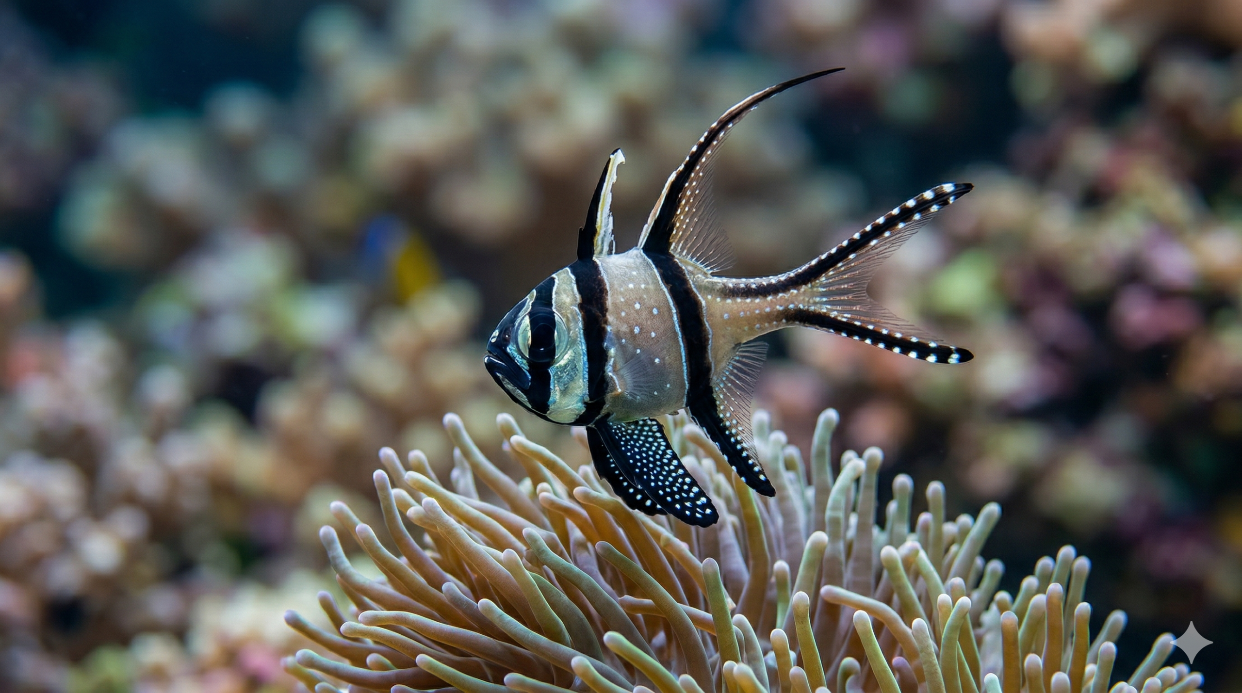 Banggai Cardinalfish Pterapogon kauderni endemic species sea anemone underwater macro