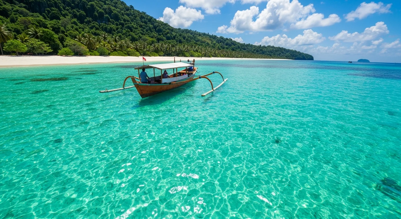 Traditional boat island hopping in Banggai Archipelago