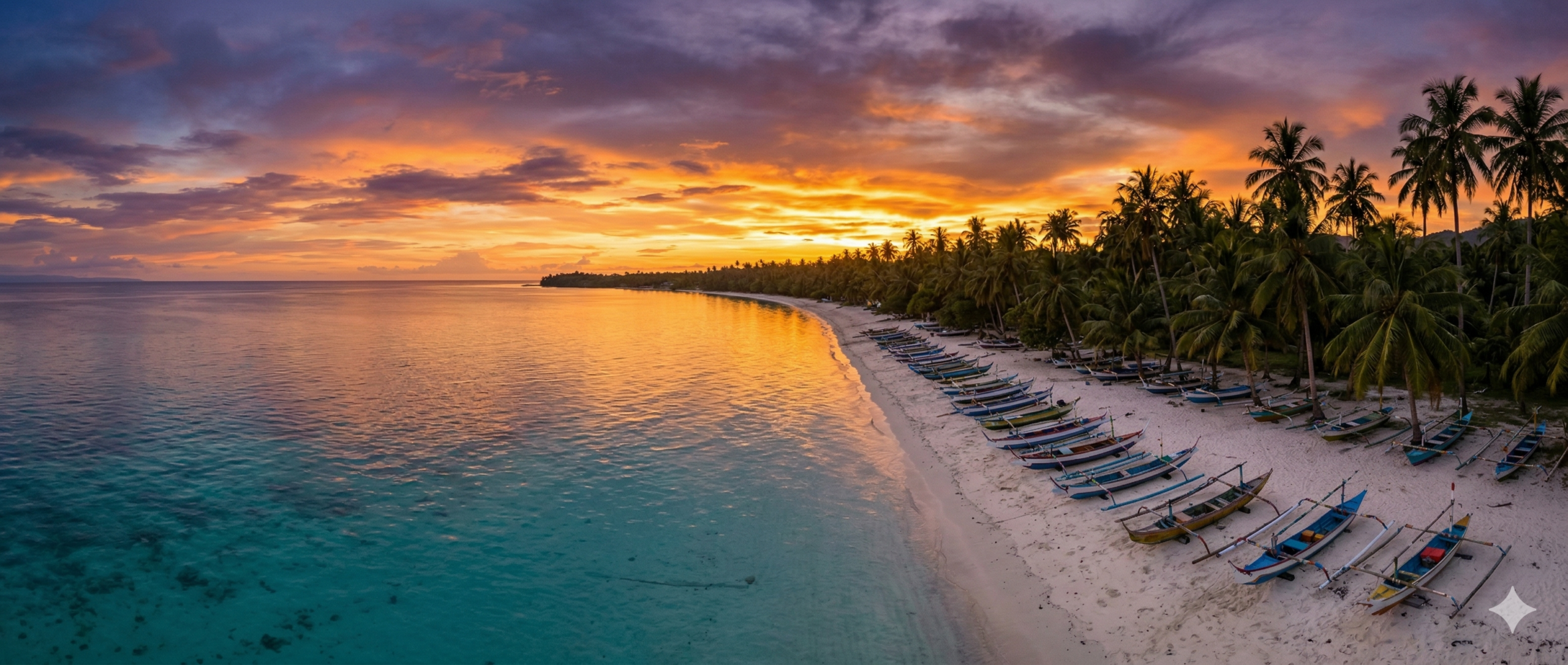 Aerial view tropical islands Banggai archipelago turquoise water